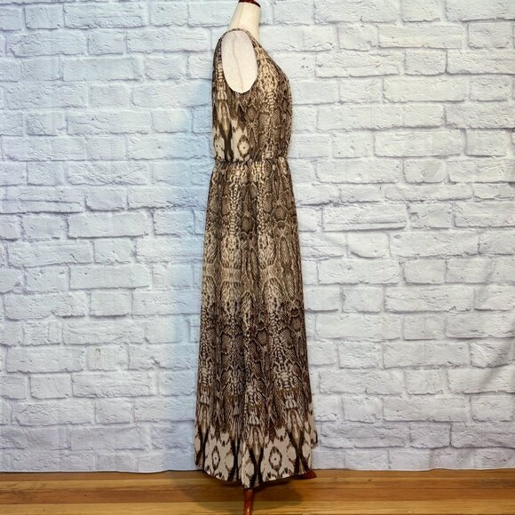 La Moda Brown Snakeskin Print Maxi Dress - Picture 3 of 6